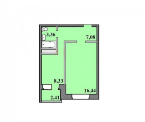 Однокомнатная квартира 37.62 м²