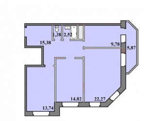 Трёхкомнатная квартира 85.76 м²